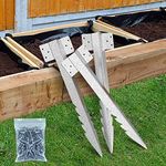 10 Pack Railway Sleepers Brackets- Heavy Duty Sleeper Stakes for Driveway Garden Edging, Galvanised Steel Jagged Sleepers Brackets for Garden Timber Planter Garden Beds