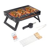 Amazon Brand - Umi UrbanFlame BBQ Grill for Indoor & Outdoor Cooking| Traveler Compact Foldable Tandoor Charcoal Barbeque Grill Set| Tabletop, Portable, Easy Assembly- (Black)