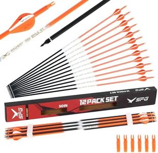 SPG Archery Arrows for Compound Bow - 30 Inch Arrows for Compound Bow, 500 Spine Carbon Compound Arrows for Recurve Bow Shooting Hunting 12 Packs (Orange)