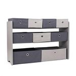 Humble Crew Children's Shelf, Wooden Toy Organiser Shelf, 9 Fabric Bins, Grey