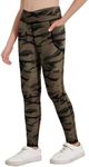 Zaclotre Girls Athletic Leggings Cross High Waisted Yoga Pants for Kids Dance Workout Running Tights with Pockets Brown Camouflage