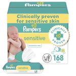 Pampers Baby Wipes Sensitive Perfume Free 2X Pop-Top Packs 168 Count