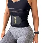 SMUG Waist Trainer for Women | Stomach Flattener & Waist Cincher | Belly Shaper | Premium Sweat Wicking Shapewear | Plus Size Corset Waist Wrap with Phone Holder | Black, Medium