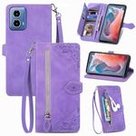 Refilerss Case Compatible with Motorola Moto G Play 2024 Wallet Case Zipper Pocket with Card Holder Slot Magnetic Closure Lanyard Flip Cover for Moto G Play 2024 4G - Purple