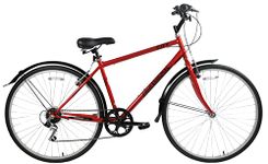 Professional City 700c Wheel Mens Hybrid Touring Trekking Bike Bicycle 6 Speed Red 18" Frame