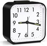 Brifit Alarm Clocks Bedside, Silent Non Ticking Table Clock with Luminous Pointer & Large Display, Battery Powered Bedside Clock, Snooze Night Light Function, for Heavy Sleepers, Bedroom (Black)