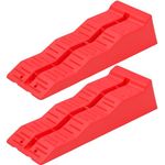 KATSU Tools 2 PCs Caravan Levelling Ramps 5 Ton Capacity Heavy Duty 3 Step Plastic Campervan Motorhome RV Vehicles Kerb Ramps Wheel Blocks Levelers, Red, 570 x 200 x 130mm