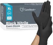 CareStock Black Nitrile Exam Gloves - Ultra-Strong with Slip-Resistant Textured Grip, Disposable Powder-Free Medical Gloves for Cooking & Healthcare - X-Large, 230 Count, 1 Box