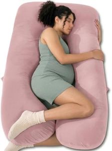 QUEEN ROSE Extra Long Pregnancy Pillows, 60 Inch U Shaped Body Pillow for Sleeping, Cooling Maternity Pillow for Pregnant Women, Body Support for Adults, with Soft Silky Cover, Pink