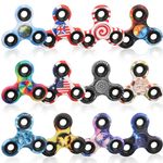 12PCS Fidget Spinner Toy Pack for Kids Adults, Metal Tri-Spinner Fidget Toy Set, Solid Hand Spinner for Stress Relief, Christmas Halloween Party Supplies Goodie Bag Stuffers Classroom Prizes