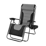 SG Traders Zero Gravity Chair - Reclining Outdoor Sun Lounger, Relaxer Chair for Patio Decking Gardens Camping, Folding Chair with Cup Holder and Adjustable Headrest Sunlounger (Pack 1 - Black Grey)