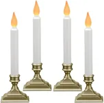 612 Vermont Battery Operated LED Window Candles with Flickering Amber Flame, Automatic Timer, 9.75 Inches Tall, VT-1206P (Pack of 4, Pewter)