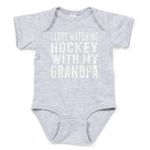 CafePress I Love Watching Hockey with My Grandpa Baby Bodysu Cute Infant Bodysuit Baby Romper Heather Grey