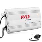 Pyle Auto 4-Channel Bridgeable Marine Amplifier - 200 Watt RMS 4 OHM Full Range Stereo with Wireless Bluetooth & Powerful Prime Speaker - High Crossover HD Music Audio Multi Channel System PLMRMB4CW