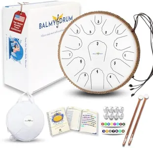 The Balmy Drum - 15 Note 14 Inch Steel Tongue Drum, Steel Drum Instrument, Drums For Children and Adults, Balmy Drum Set for Kids with Music Book, Handpan, Mallet and Carry Bag (White)