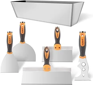 MulWark Drywall Tools Kit, 5PC 3" 4" 6" 8" 12" Putty Knife with Metal Hammer End, Spackle Knife, Metal Scraper Tool for Drywall Finishing & 12" Mud Pan with Ergonomic Grip for Drywall Work