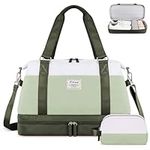 Travel Duffel Bag, ETRONIK Weekend Bag for Women with Shoes Compartment & Wet Pocket, Overnight Hospital Bag with Toiletry Bag, Carry On Bag for Yoga, Sports (Green)