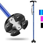 Folding Cane with Led Light for Seniors, Adjustable Walking Cane for Balance, Walking Stick for Elderly with Cushion T Handle and Pivoting Quad Base