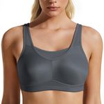 WingsLove High Impact Sports Bras for Women Seamless Full Coverage High Neck Woukout Bra,Grey,38C