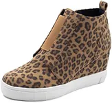 Athlefit Women's Platform Wedge Sneakers Wedge Booties Size 8.5 Leopard