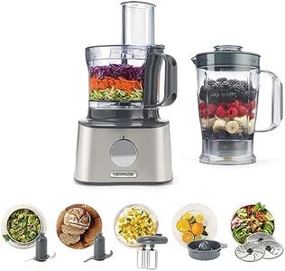 Kenwood Multipro Compact FDM301SS Kompakt-Küchenmaschine, 2,1 Liter, inkl. Edelstahl Messer, 3 Arbeitsscheiben und 4 weiteren Zubehör-Teile, Metallgehäuse, 800 Watt, Silber