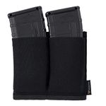 IDOGEAR Elastic M4 Double Mag Pouch MOLLE Magazine Pouch Tactical Mag Holder for M4 Rifle Magazines (Black)