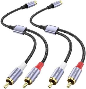 MOSWAG RCA Splitter 1 Female to 2 Male 2 Pack, RCA Y Splitter RCA Audio Video Cable Splitter Adapter for Amplifiers, Gaming Consoles, CD Player, Subwoofer, Home Theater, HDTV