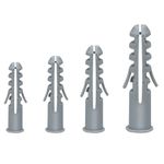 300Pcs Assorted Wall Plugs Set Gray Plastic Column Expansion Pipe Size 5mm 6mm 8mm 10mm