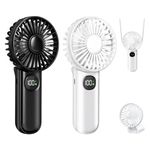 [Mini Portable Handheld Fan 2 Pack] 5 Adjustable Speeds Personal Fan with Lanyard,180° Foldable Small Hand Fans for Makeup, Home, Office, Travel and Outdoor Activities