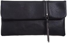 LeahWard Women's Faux Leather Clutch Bag Soft Fashion Classic Evening Handbag 998 (Black)