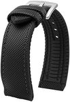 Strapseeker Theo Hybrid Nylon & FKM Rubber Performance Watch Band - Replacement Watch Bands Quality Waterproof - Watch Straps for Men & Women - Deployment Clasp Pin Buckle - Compatible with Most Watches - 22mm, 24mm (22mm, Black with Black, Silver Pin)