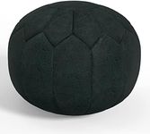 SIMPLIHOME Drury 20 Inch Boho Round Pouf in Teal Patterened Genuine Leather, For the Living Room, Bedroom and Kids Room