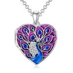 SOULMEET Heart Shaped Wisdom Owl/Hummingbird/Peacock/Cardinal Bird Locket Necklace That Holds Pictures Photo Sterling Silver Animal Jewelry Personalized Locket Necklace, Metal