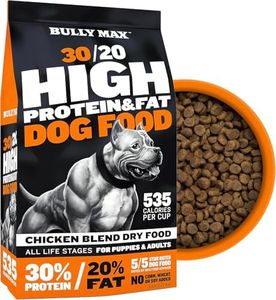 Bully Max High Protein & Fat Dry Dog Food for Muscle & Weight Gain - High Performance Healthy Dog Food Supplements for Puppies & Adult Dogs, Small & Large Breed (535 Calories Per Cup), 5 lb. Bag