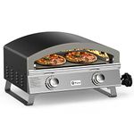 Outdoor Gas Pizza Oven with 2 Burners, 25" Pizza Grill Oven, Large Capacity Home Pizza Maker with 19" Pizza Stone for Outdoor Kitchen, Easily Cooking Pizza Steak Seafood Meat for Party Gathering