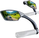 Meachow Automotive-Grade Ultra HD Anti-Glare Bike Mirror with Shatterproof Glass – Scratch Resistant, Wide-Angle 360° Rotatable Rearview for Flat Handlebars 22.2mm ME-009LS (Silver Left Side)