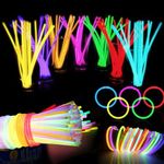 Ultra Bright Glow Sticks Bracelets and Necklaces - Premium Glow in The Dark Party Supplies and Decorations - Bulk 8" Glowsticks Party Favors Pack (100pcs in a pack)