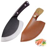 Fubinaty Chef Knife 5.5 Inch Handmade Forged Kitchen Cooking Knife High Carbon Steel Fish Knives Full Tang Meat Vegetable Knife with Leather Sheath and Wood Handle…