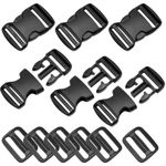 LiteTour 6 Set 25mm/1inch Buckles Clips Rucksack Clips Tri-Glide Slides Flat Side Release Buckles Replacement Buckles Clip for Backpack Repairing, Luggage Fastening Strap, Pet Collar Making and more