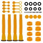 33 Pcs Gas Can Nozzle Replacement Kit, Gas Can Spouts Fits 5 Gallon Gasoline Cans, with Flexible Nozzles, Screw Collar Caps, Thicker Gasket, Spout Cap, Drill Bit and Fuel Vent Caps - for Smooth Flow