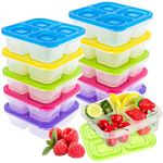 10 Pack Bento Lunch Box, Reusable Divided Bento Snack Boxes for Kids and Adults, 4-Compartment Meal Prep Container with Lids for Study, Work, Picnic, Camping, Travel