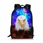 HUGS IDEA Eagle Galaxe Backpack for Teenagers Boys Animal Kids School Bag