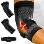 CAMBIVO Tennis Elbow Brace Set, 2Pcs Elbow Sleeves & 1Pcs Tennis Elbow Brace for Women and Men, Adjustable Elbow Strap for Tennis & Golfer's Elbow(Black, Large)