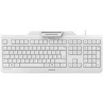 CHERRY SECURE BOARD 1.0, UK Layout, QWERTY Keyboard, Wired Security Keyboard with Integrated Reader for Smart Cards and Cards/Tags with RF/NFC InterfaceGrey/White