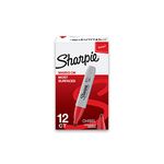 Sharpie Marker Permanent, Chisel Tip Permanent Marker Chisel, 12 Pack, Red Ink (38202)