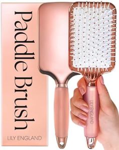 Lily England Hair Brush for Women For All Hair Types - Professional Paddle Brush for Blow Drying, Hair Detangling, & Straightening - Flat Hairbrush With Gel Handle for Easy Grip, Rose Gold