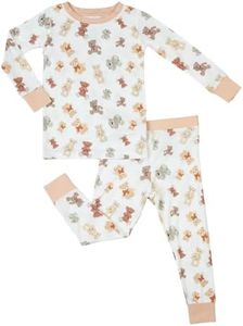 LollyBanks Toddler Pajamas, Long Sleeve Toddler Sleepers for Boys and Girls, Lightweight 95% Viscose and 5% Spandex, Snug Fit Two-Piece Pajama Set, Stretchy Baby Pajamas 2T (Teddy Bear Print)