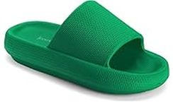 Joomra Womens Shower Slippers Slides Cloud Cushioned for Mens Quick Drying Massage Nude Foam Female Pillow House Shoes Pool Beach Spa House Garden Sandals for Ladies Male Sandalias Green 40-41