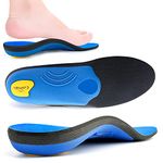 Plantar Fasciitis Medium Arch Support Orthopedic Insoles Flat Feet Heel Pain Shock Absorption Comfortable Insoles, Blue, MEN (11-11 1/2) | WOMEN (13-13 1/2) --295MM-11.61"