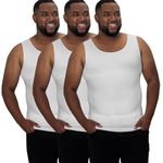 QORE LOGIQ Gynecomastia Compression Shirts for Men, Tank Top Slimming Undershirt Body Shaper, Fajas para Hombres, Man Bra 3-Pack White